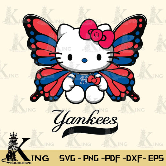 New York Yankees Butterfly Kitty Delight Svg Eps Dxf Png File, Digital Download