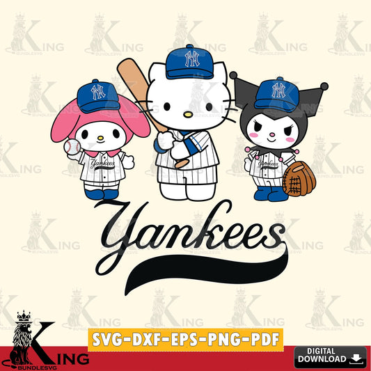 High-quality graphic of New York Yankees cute kawaii friends for Cricut, a digital download, PNG clipart for sublimation printing