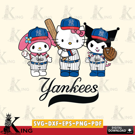 Unique artwork depicting a New York Yankees Kawaii team baseball player, vector illustration for POD merchandise and apparel.