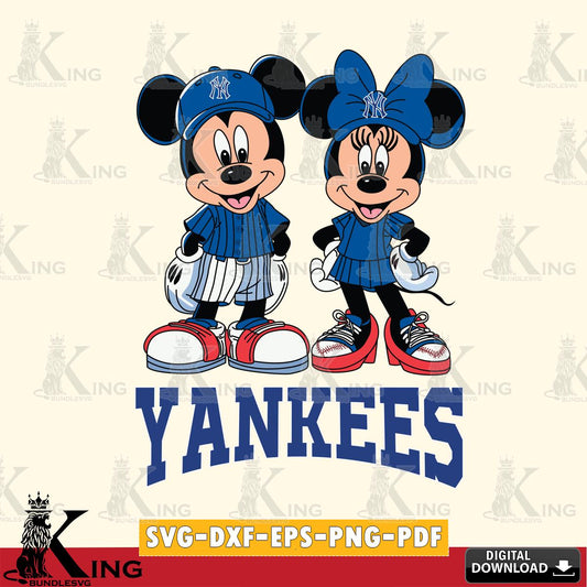 New York Yankees Mickey Minnie Mouse Fan SVG File, MLB for Cricut, Silhouette, Digital Download , file cut