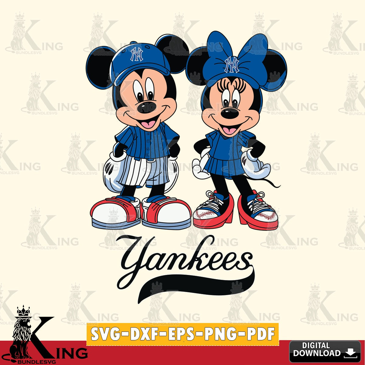 New York Yankees Mickey Minnie Mouse Fan SVG file , For Cricut,  File cut , Digital Download , PDF File, Cut Files