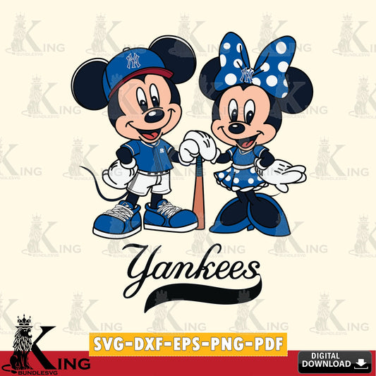 New York Yankees Mickey Minnie Mouse Sport SVG file , For Cricut,  File cut , Digital Download , PDF File, Cut Files