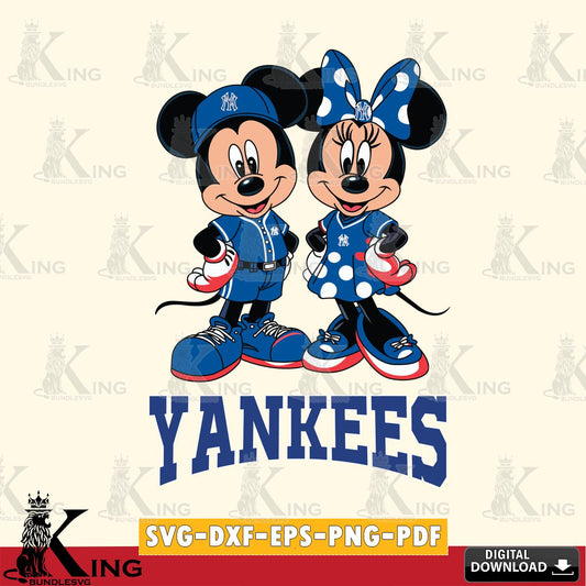 New York Yankees Mickey Minnie Mouse couple sport SVG File, MLB for Cricut, Silhouette, Digital Download , file cut