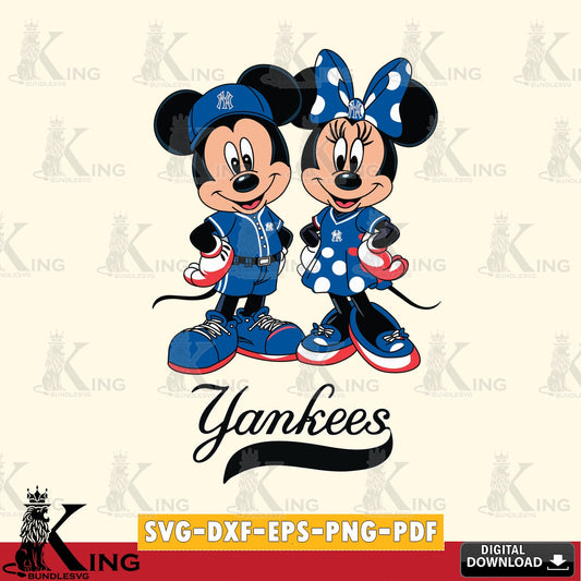 New York Yankees Mickey Minnie Mouse couple sport SVG file , For Cricut,  File cut , Digital Download , PDF File, Cut Files