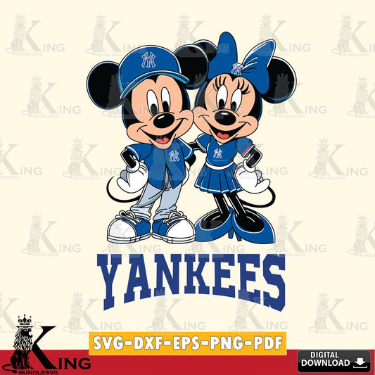 New York Yankees Mickey Minnie Mouse smile SVG File, MLB for Cricut, Silhouette, Digital Download , file cut