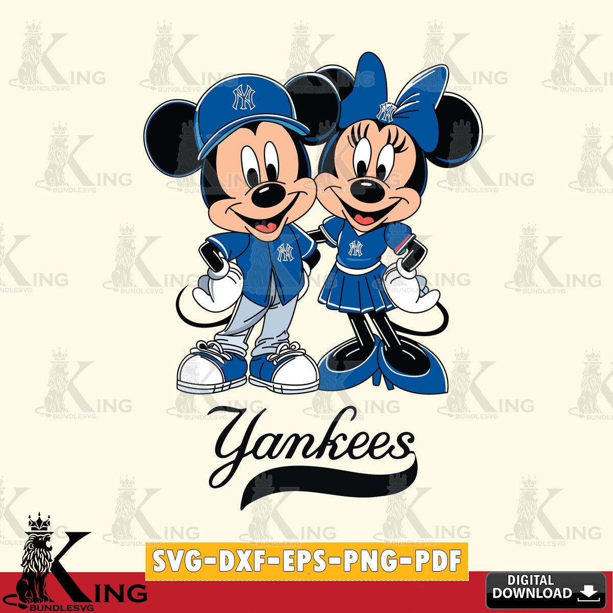New York Yankees Mickey Minnie Mouse smile SVG file , For Cricut,  File cut , Digital Download , PDF File, Cut Files