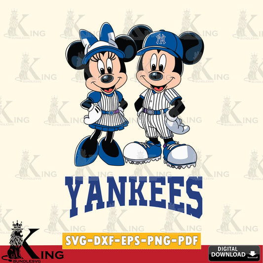 New York Yankees Mickey Minnie Sport SVG File, MLB for Cricut, Silhouette, Digital Download , file cut