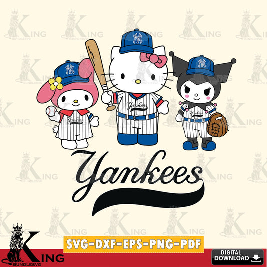 Huge collection of New York Yankees Squad kitty kuromi melody digital clipart compatible with laser engraving and cutting