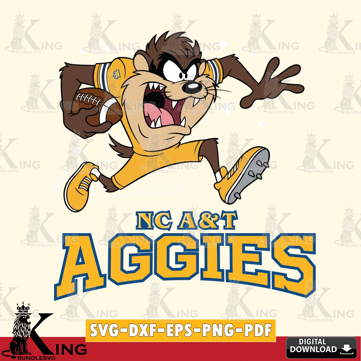 North Carolina A&T Angry Taz Football SVG file, Cut file  , Digital Download , Instant Download, Taz svg, NCAA svg