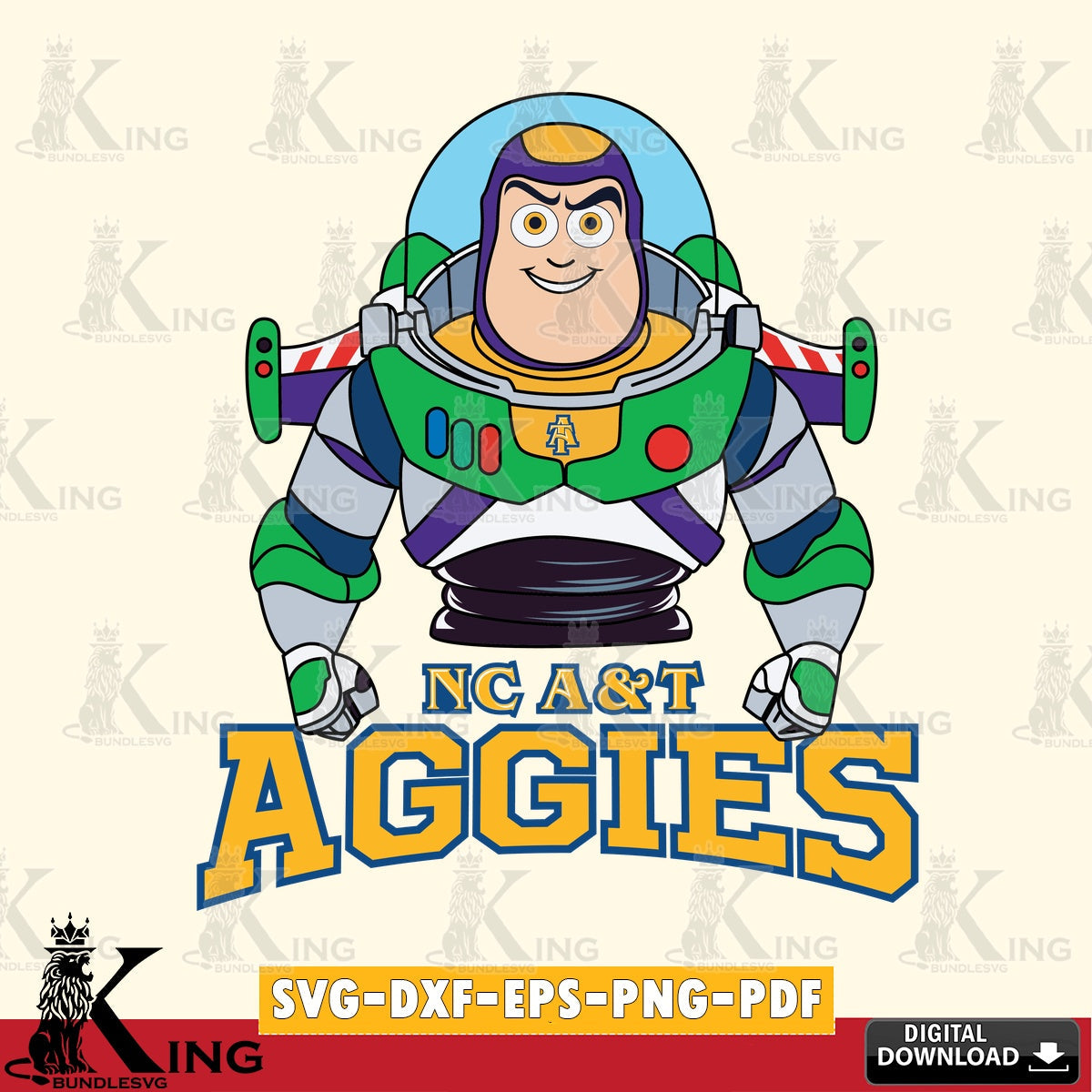 Detailed illustration of North Carolina A&T Buzz Lightyear Football, NCAA, PNG clipart for sublimation printing and graphic design