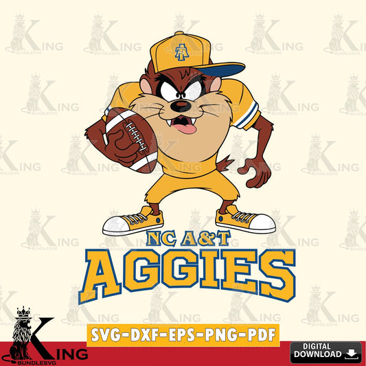 North Carolina A&T Đồng phục bóng đá Taz SVG file, Cut file  , Digital Download , Instant Download, Taz svg, NCAA svg