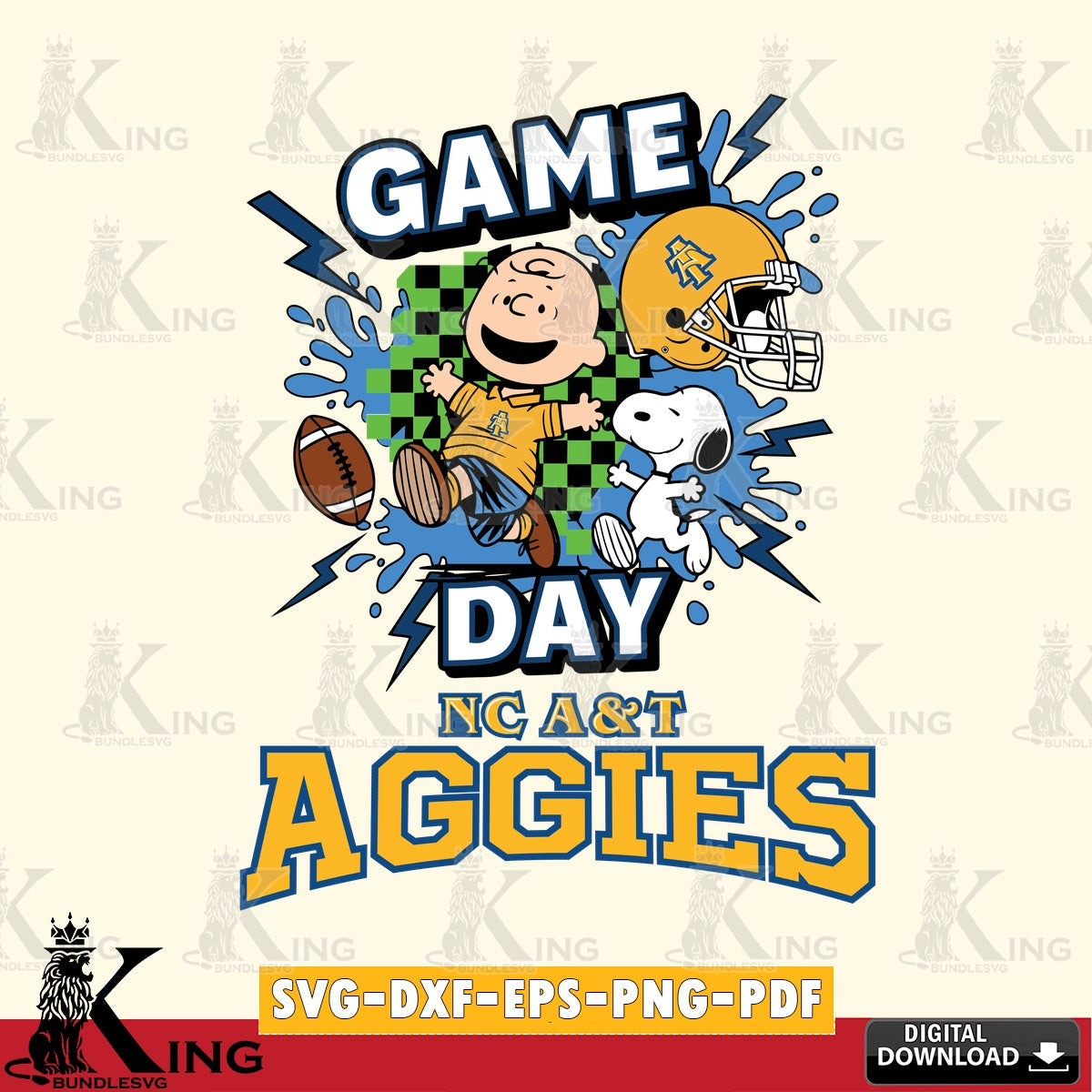 North Carolina A&T Game Day Peanuts SVG, Cricut, Cut file  , Digital Download , Instant Download, Peanuts svg, NCAA svg, Football svg, Sport svg