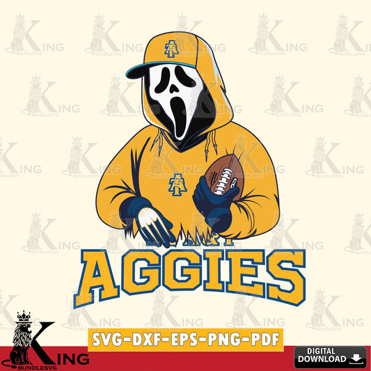Printable art of North Carolina A&T Ghostface Scream football player, a digital clipart compatible with laser engraving and