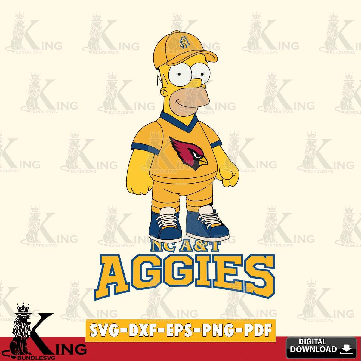 Stylish representation of North Carolina A&T Homer Simpson Football, high-quality vector for DIY scrapbooking and home decor