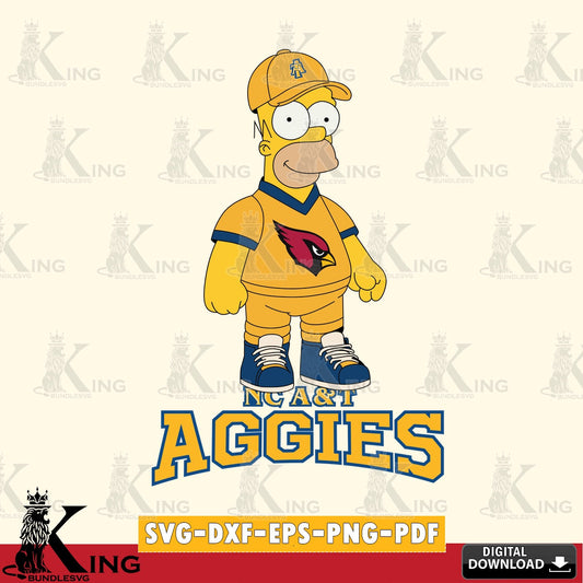 Stylish representation of North Carolina A&T Homer Simpson Football, high-quality vector for DIY scrapbooking and home decor