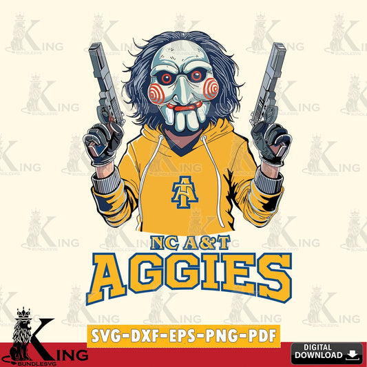Digital clipart of North Carolina A&T Jigsaw Billy Football NCAA file cut vector illustration for POD merchandise and apparel