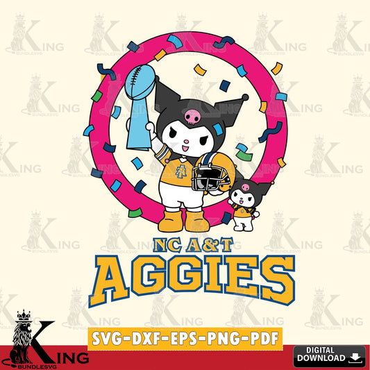 North Carolina A&T Kuromi Football Champion SVG file, Cricut, Cut file  , Digital Download , Instant Download, Sanrio svg, Clipart