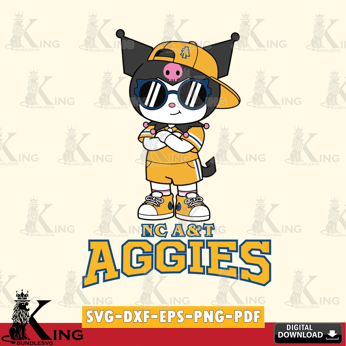 North Carolina A&T Kuromi Football Jersey SVG file, Cricut, Cut file  , Digital Download , Instant Download, Sanrio svg, Clipart