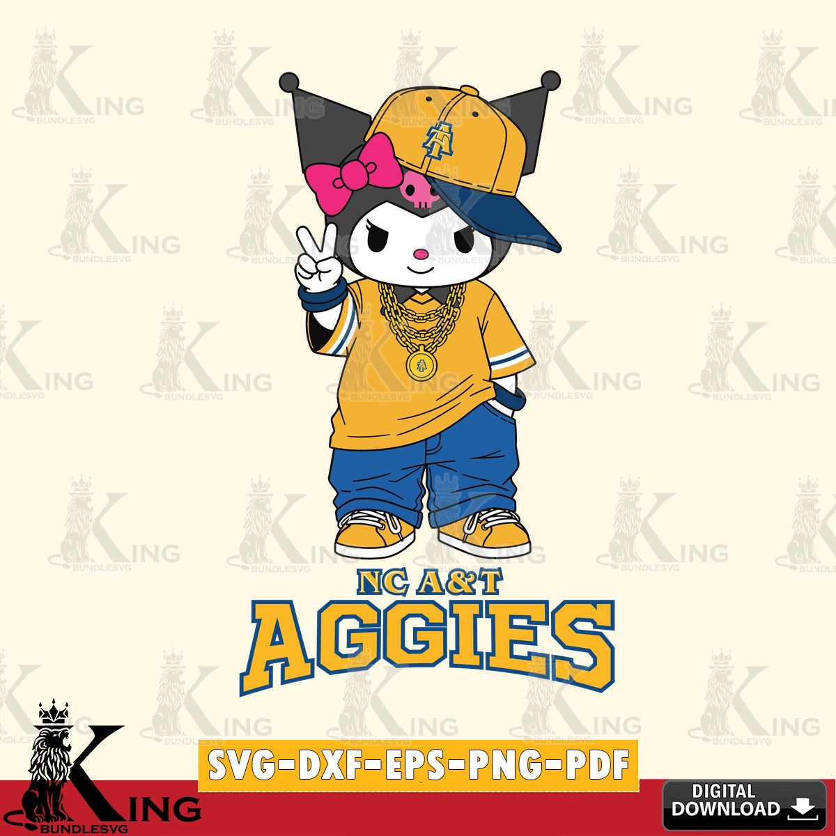 North Carolina A&T Kuromi Streetwear Style SVG file, Cricut, Cut file  , Digital Download , Instant Download, Sanrio svg, Clipart