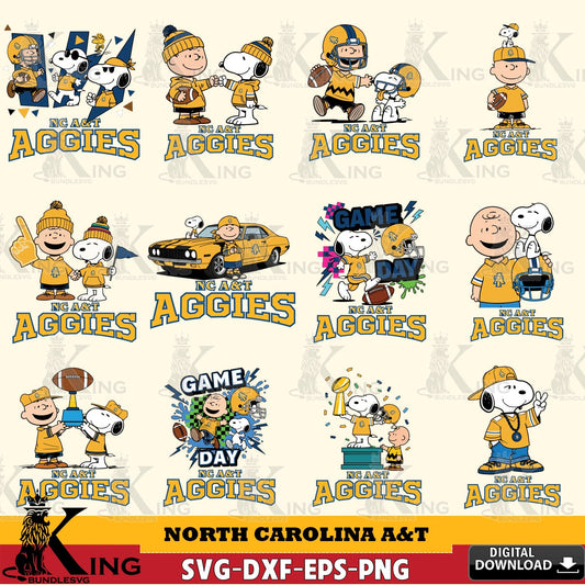 North Carolina A&T Peanuts Football NCAA Bundle SVG, Cricut, Cut file  , Digital Download , Instant Download, Peanuts svg, NCAA svg, Football svg, Sport svg