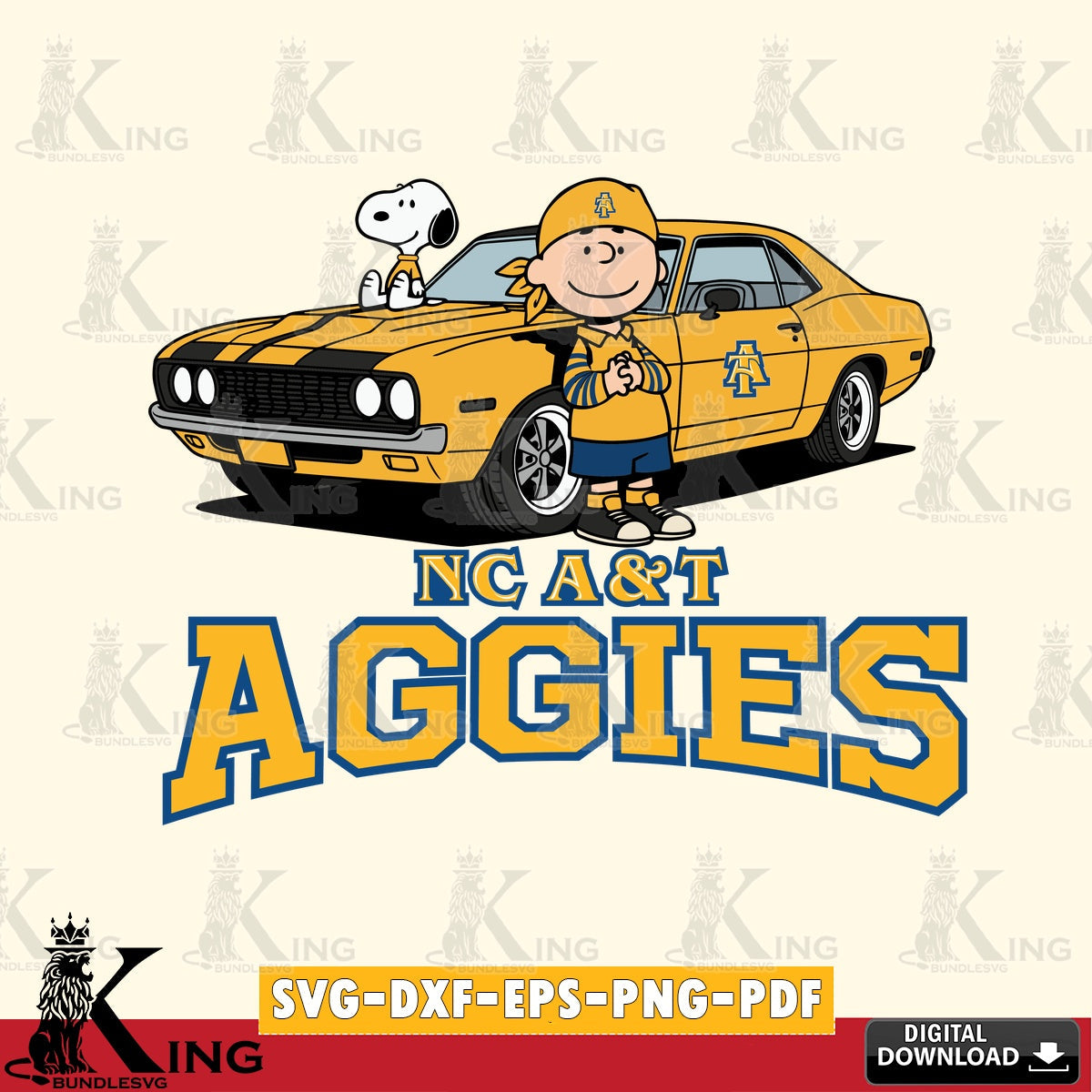 North Carolina A&T Peanuts Muscle Car SVG, Cricut, Cut file  , Digital Download , Instant Download, Peanuts svg, NCAA svg, Football svg, Sport svg
