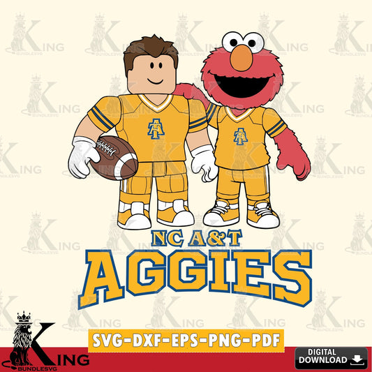 North Carolina A&T Roblox & Elmo Football SVG file , NCAA Cricut,  File cut , Digital Download , PDF File