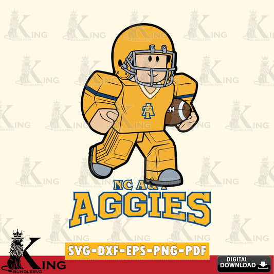 Stylish representation of North Carolina A&T Roblox player rugby, cut file ideal for vinyl projects and T-shirt printing