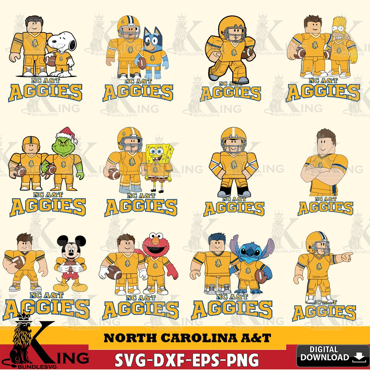 North Carolina A&T Roblox With Friends football NCAA Bundle SVG file , NCAA Cricut,  File cut , Digital Download , PDF File