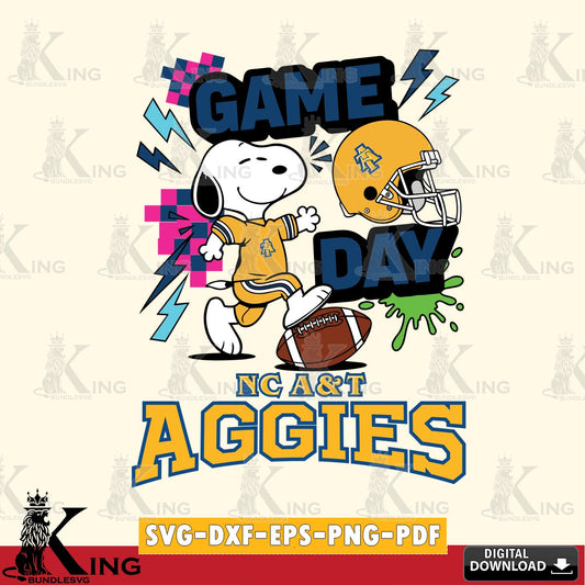 North Carolina A&T Snoopy Game day SVG, Cricut, Cut file  , Digital Download , Instant Download, Peanuts svg, NCAA svg, Football svg, Sport svg