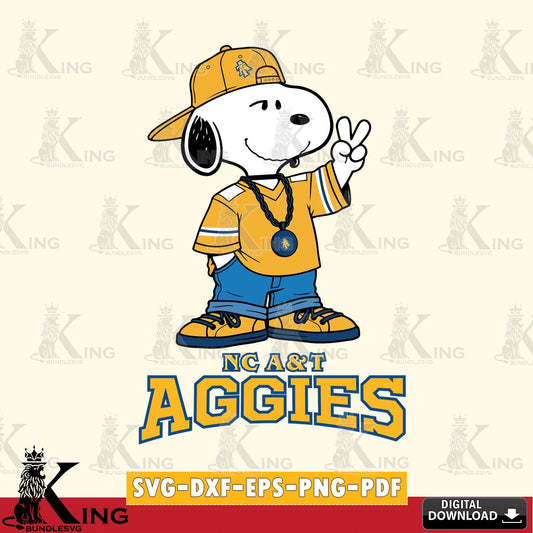 North Carolina A&T Snoopy Say hi SVG, Cricut, Cut file  , Digital Download , Instant Download, Peanuts svg, NCAA svg, Football svg, Sport svg