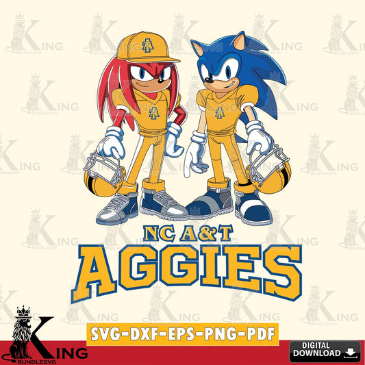 Digital clipart of North Carolina A&T Sonic And Knuckles football player SVG cut file for personalized gifts and laser projects