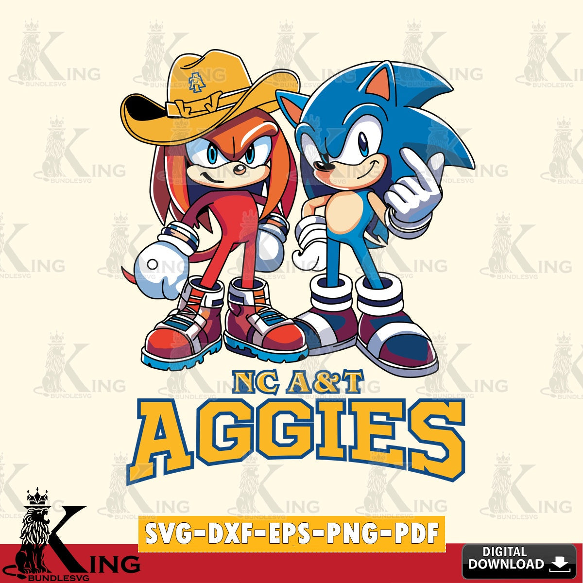 Printable art of North Carolina A&T Sonic & Knuckles Football Mascot SVG cut file for personalized gifts and laser projects