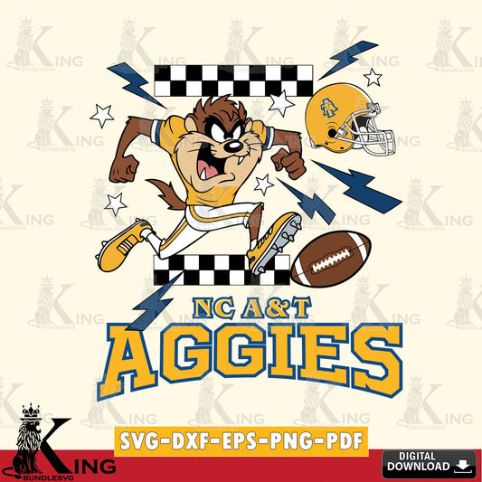 North Carolina A&T Taz Football Lightning SVG file, Cut file  , Digital Download , Instant Download, Taz svg, NCAA svg