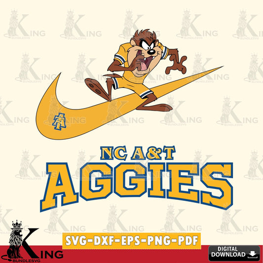 North Carolina A&T Taz Football Nike SVG file, Cut file  , Digital Download , Instant Download, Taz svg, NCAA svg