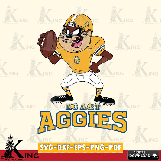 North Carolina A&T Taz Football Player SVG file, Cut file  , Digital Download , Instant Download, Taz svg, NCAA svg