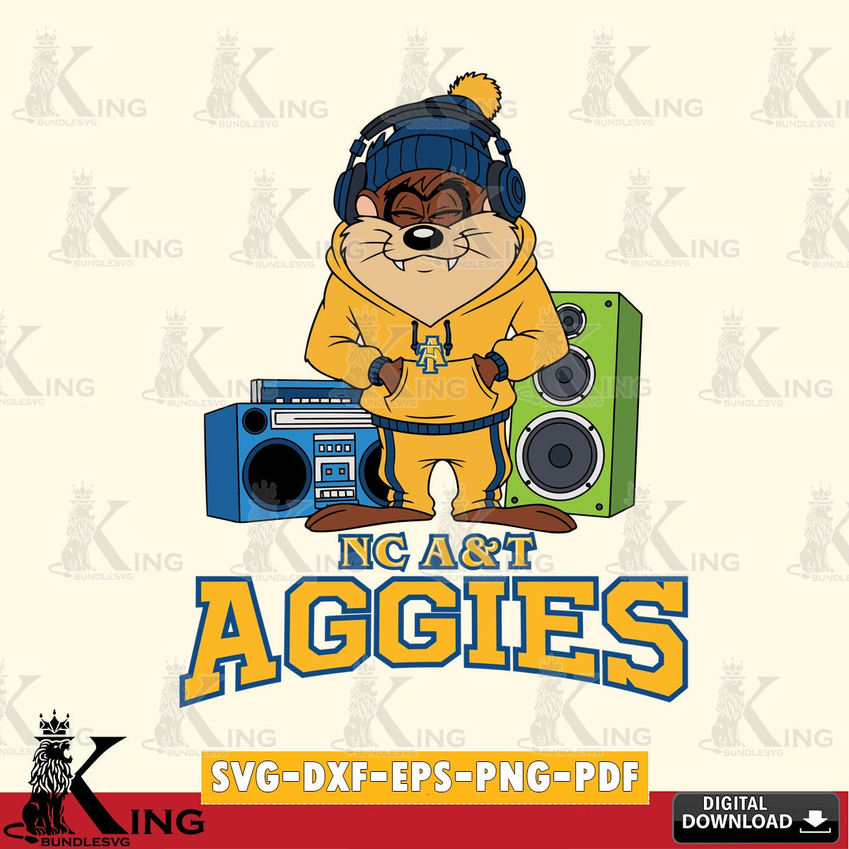 North Carolina A&T Taz Hip Hop SVG file, Cut file  , Digital Download , Instant Download, Taz svg, NCAA svg