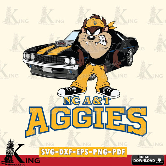 North Carolina A&T Taz Racing Car SVG file, Cut file  , Digital Download , Instant Download, Taz svg, NCAA svg