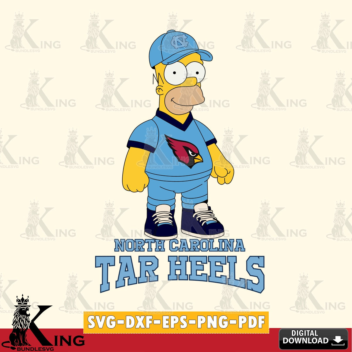 Creative design featuring North Carolina Tar Heels Homer Simpson football, versatile clip art for stickers, decals, and mugs