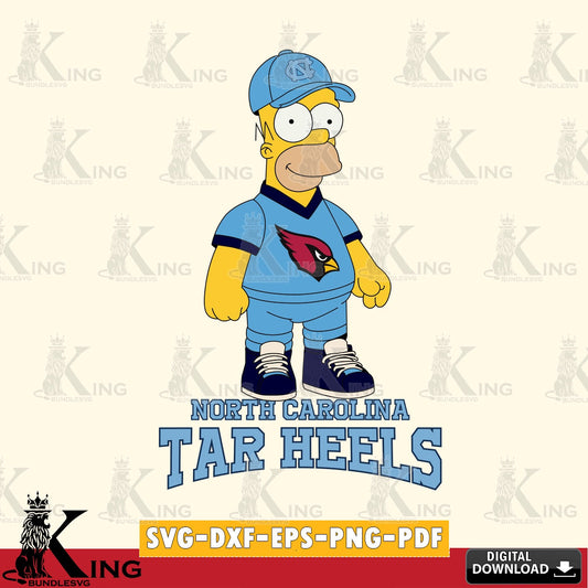 Creative design featuring North Carolina Tar Heels Homer Simpson football, versatile clip art for stickers, decals, and mugs