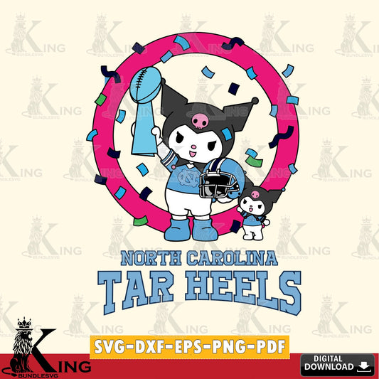North Carolina Tar Heels Kuromi Football Champion SVG file, Cricut, Cut file  , Digital Download , Instant Download, Sanrio svg, Clipart