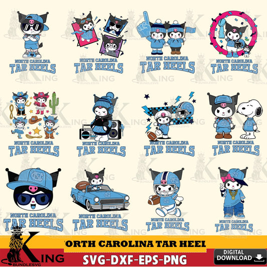 North Carolina Tar Heels Kuromi Football Jersey NCAA Bundle SVG file, Cricut, Cut file  , Digital Download , Instant Download, Sanrio svg, Clipart