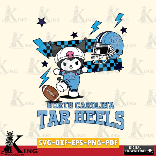 North Carolina Tar Heels Kuromi Game Day SVG file, Cricut, Cut file  , Digital Download , Instant Download, Sanrio svg, Clipart