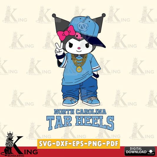 North Carolina Tar Heels Kuromi Streetwear Style SVG file, Cricut, Cut file  , Digital Download , Instant Download, Sanrio svg, Clipart