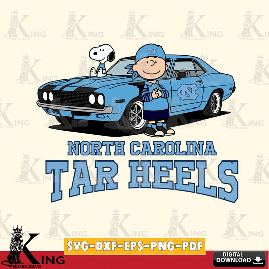 North Carolina Tar Heels Peanuts Muscle Car SVG, Cricut, Cut file  , Digital Download , Instant Download, Peanuts svg, NCAA svg, Football svg, Sport svg