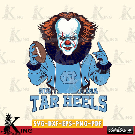 Eye-catching graphic of a North Carolina Tar Heels Pennywise football player, a digital file for silhouette cameo and cricut