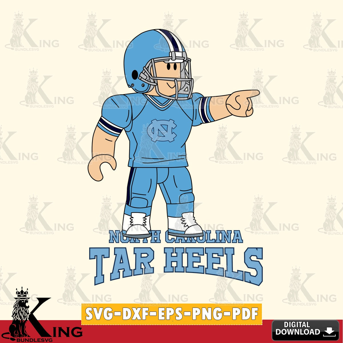 North Carolina Tar Heels Roblox Player Football SVG file , NCAA Cricut,  File cut , Digital Download , PDF File