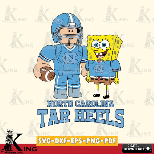 North Carolina Tar Heels Roblox & Spongebob Football SVG file , NCAA Cricut,  File cut , Digital Download , PDF File