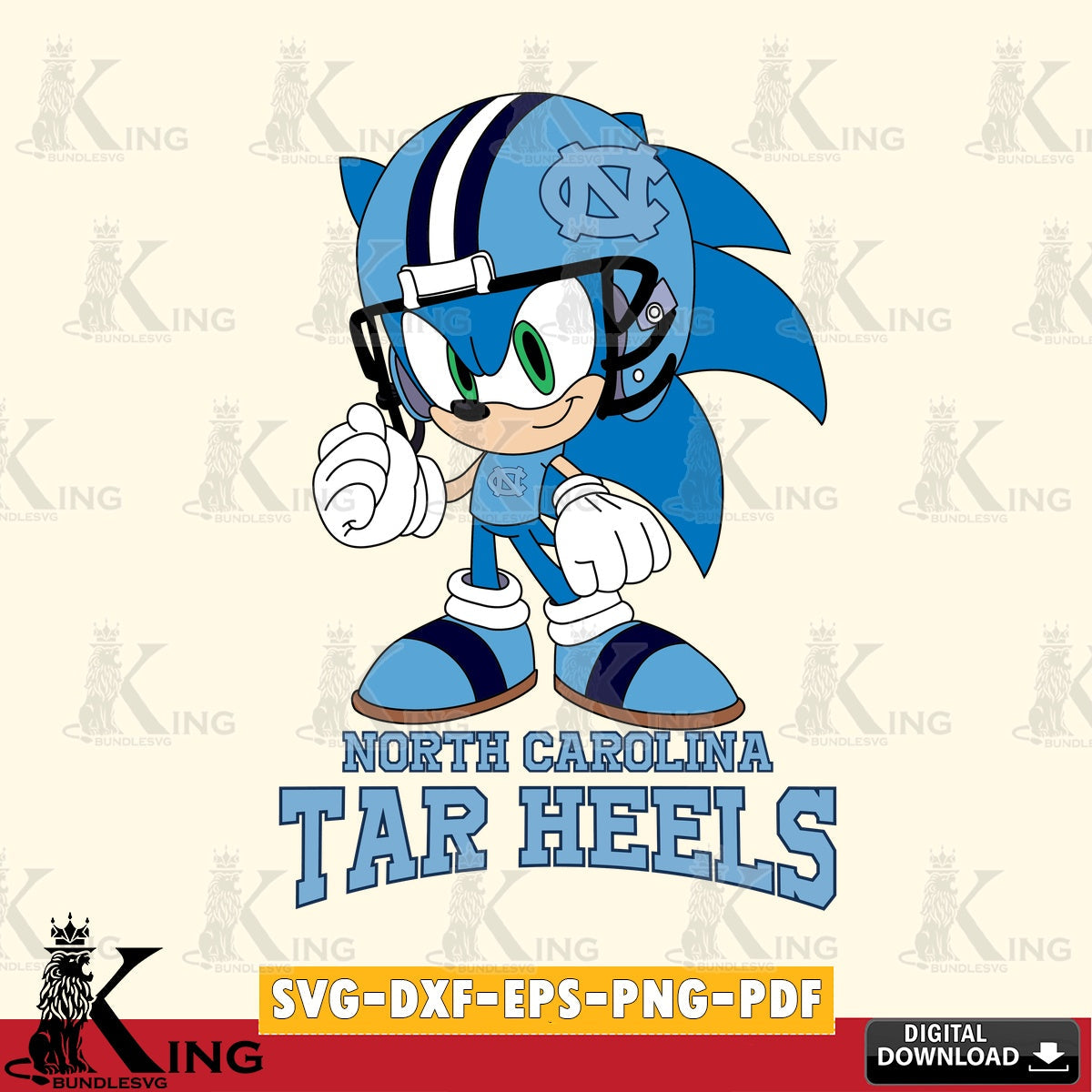 High-quality graphic of North Carolina Tar Heels Sonic Football Mascot crafting file for iron-on transfer and vinyl decals
