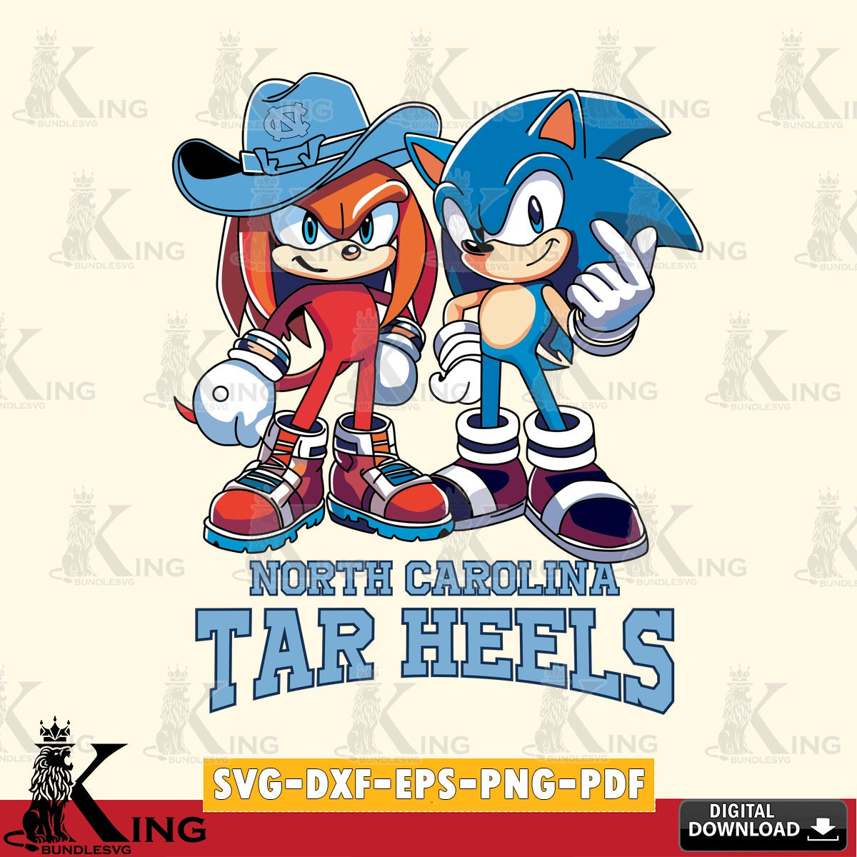 North Carolina Tar Heels Sonic & Knuckles Football Mascot SVG file, Vector , Digital Download , PDF File , Instant Download