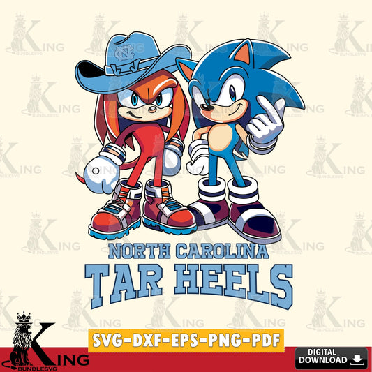 North Carolina Tar Heels Sonic & Knuckles Football Mascot SVG file, Vector , Digital Download , PDF File , Instant Download